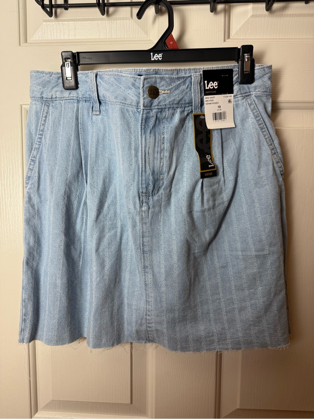 Lee Light Blue Striped Denim Mini Skirt